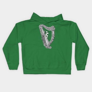 Celtic Harp with Shamrocks Kids Hoodie